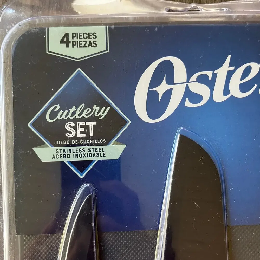 Oster 4-Piece Stainless Steel Knife Set with Cutting Board NWT